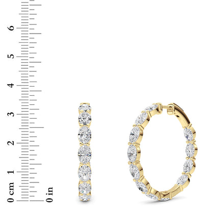 Oval Shaped Lab Grown Diamond (F/VS) InsideOut Hoop Earrings in 14K Yellow Gold