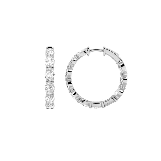 Oval Shaped Lab Grown Diamond Inside Out Hoop Earrings in 14K Gold (F/VS)