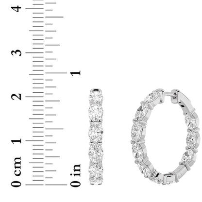 Oval Shaped Lab Grown Diamond Inside Out Hoop Earrings in 14K Gold (F/VS)