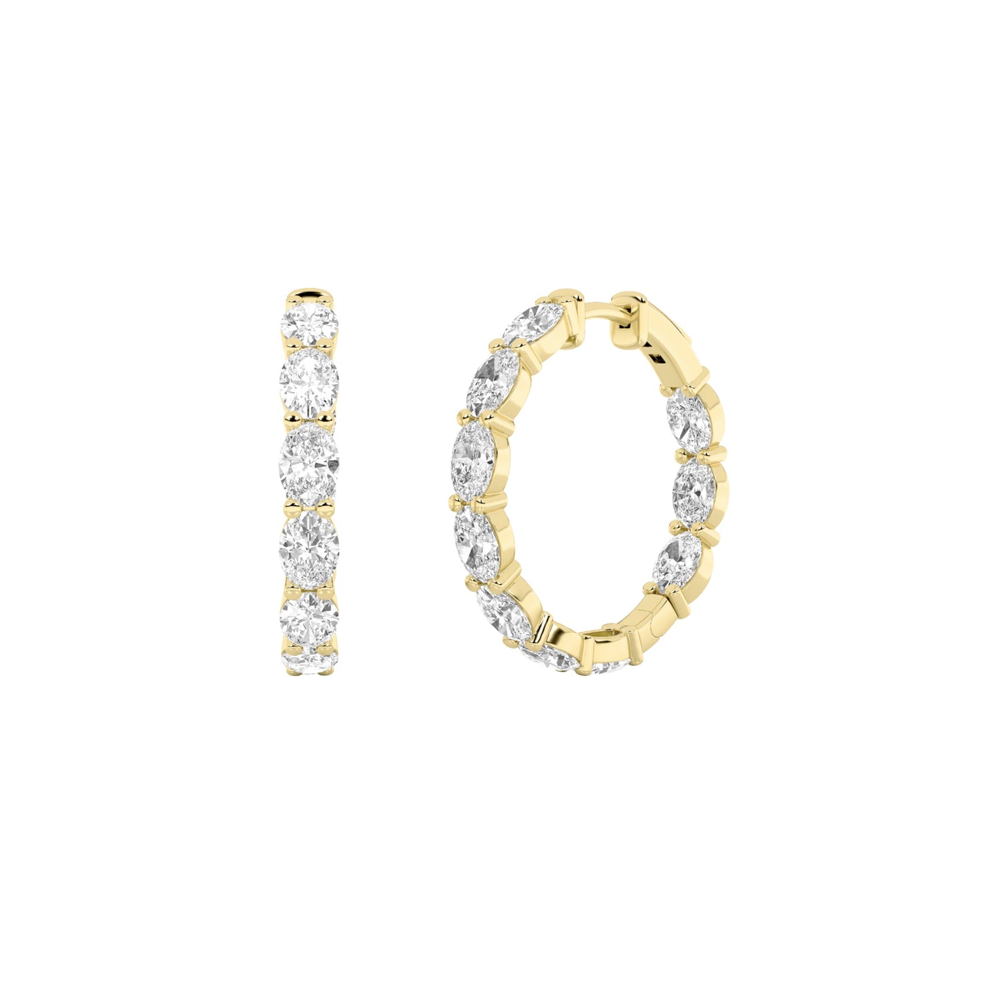 Oval Shaped Lab Grown Diamond (F/VS) InsideOut Hoop Earrings in 14K Yellow Gold