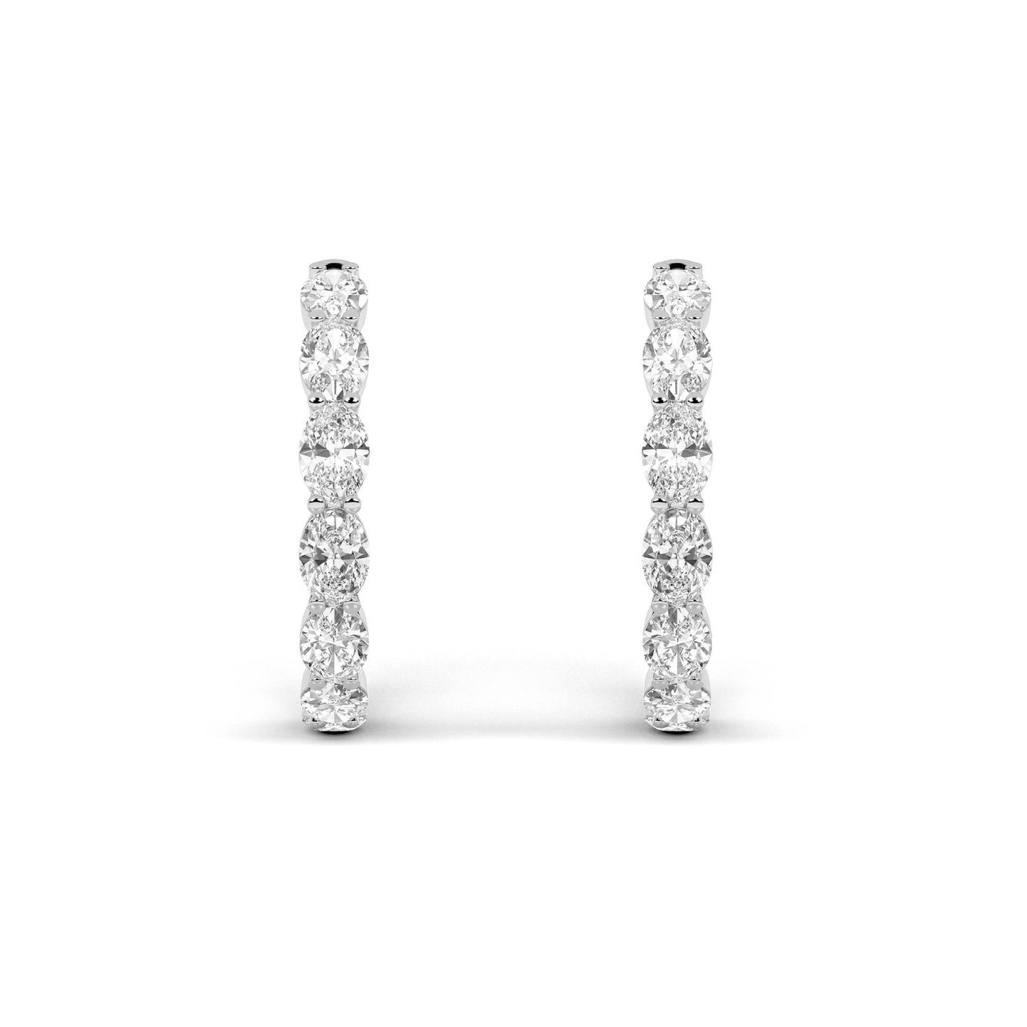 Oval Shaped Lab Grown Diamond Inside Out Hoop Earrings in 14K Gold (F/VS)