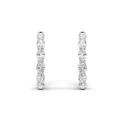 Oval Shaped Lab Grown Diamond Inside Out Hoop Earrings in 14K Gold (F/VS)
