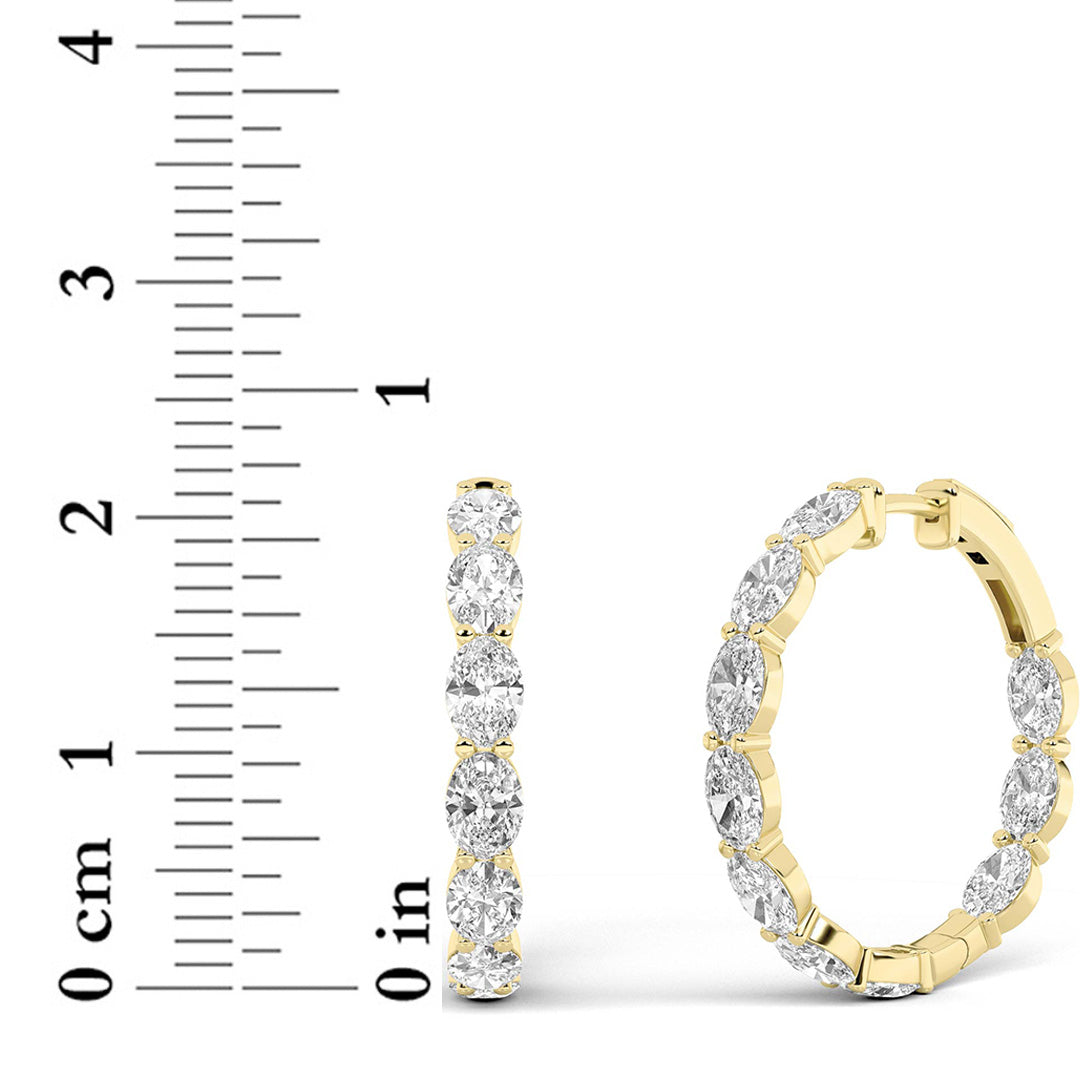 Oval Shaped Lab Grown Diamond (F/VS) InsideOut Hoop Earrings in 14K Yellow Gold
