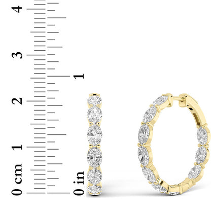 Oval Shaped Lab Grown Diamond (F/VS) InsideOut Hoop Earrings in 14K Yellow Gold