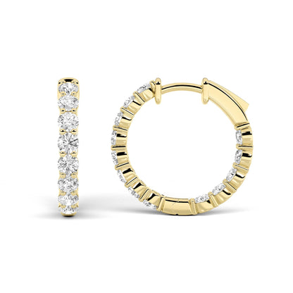 Round Shaped Lab Grown Diamond Inside Out Hoop Earrings in 14K Gold (F/VS)