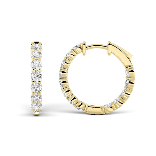 Round Shaped Lab Grown Diamond Inside Out Hoop Earrings in 14K Gold (F/VS)