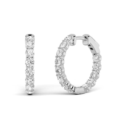 Round Shaped Lab Grown Diamond Inside Out Hoop Earrings in 14K Gold (F/VS)