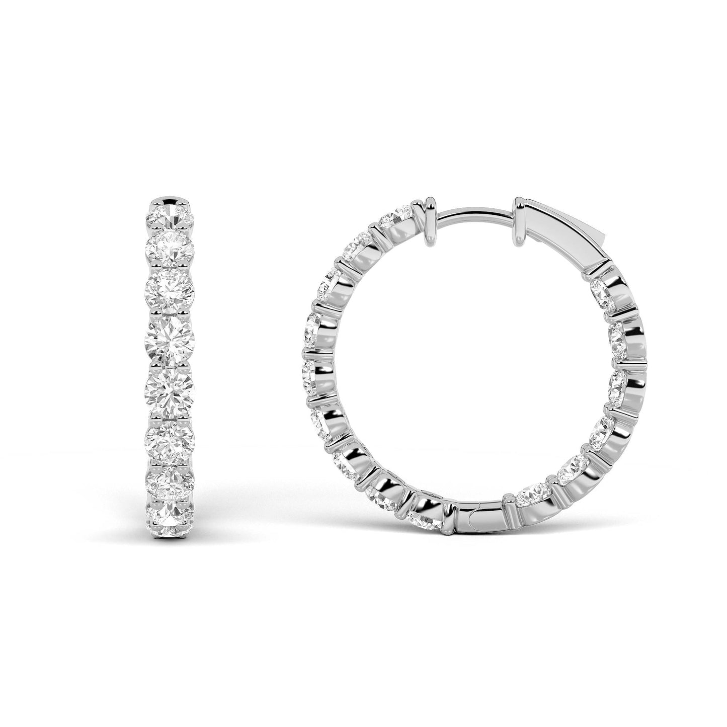 Round Shaped Lab Grown Diamond Inside Out Hoop Earrings in 14K Gold (F/VS)