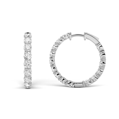 Round Shaped Lab Grown Diamond Inside Out Hoop Earrings in 14K Gold (F/VS)