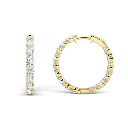 Round Shaped Lab Grown Diamond Inside Out Hoop Earrings in 14K Gold (F/VS)