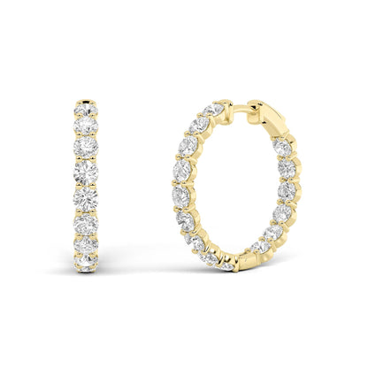 Round Shaped Lab Grown Diamond Inside Out Hoop Earrings in 14K Gold (F/VS)