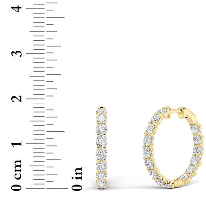 Round Shaped Lab Grown Diamond Inside Out Hoop Earrings in 14K Gold (F/VS)