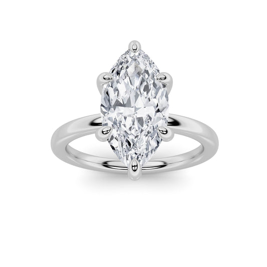 1Cttw Marquise Shaped Lab Grown Diamond Classic Solitaire Ring in 14K Gold (F/VS)