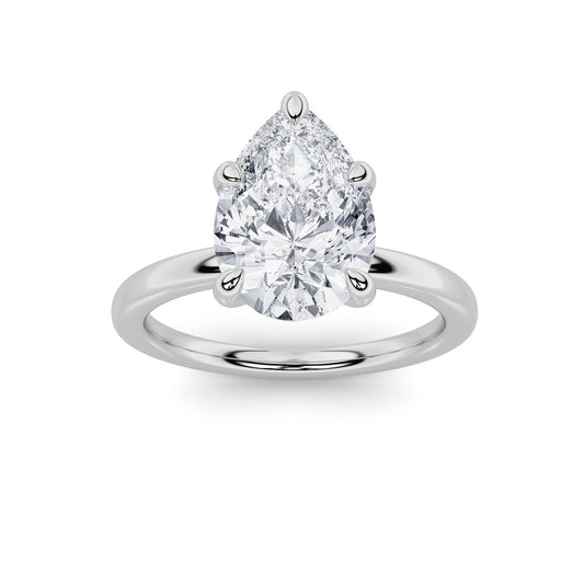 1Cttw Pear Shaped Lab Grown Diamond Classic Solitaire Ring in 14K Gold (F/VS)