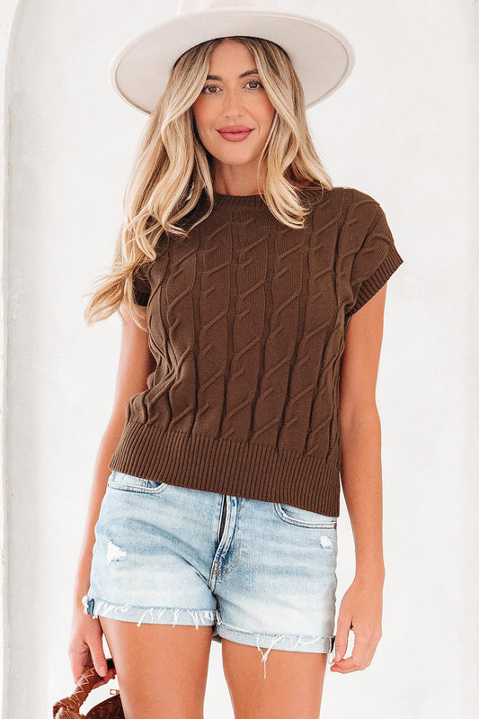 Threaded Pear Lyrajira Texture Short Sleeve Sweater