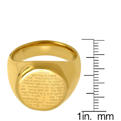 18K Gold Plated Stainless Steel Our Father English Prayer Ring