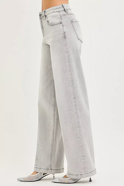 RISEN Slouchy Baggy Jeans with Contrast Stitching