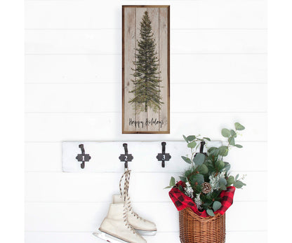 Kendrick Home Happy Holidays Skinny Tree Whitewash