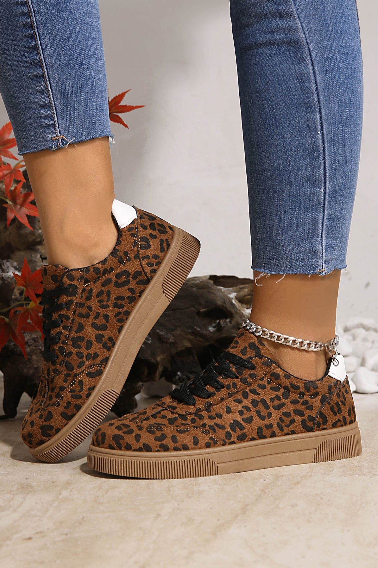 Threaded Pear Emiliana Tab Patchwork Laceup Shoes