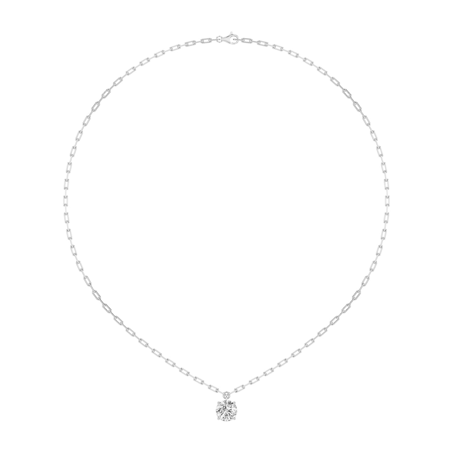 2.0ct Round Shaped Lab Grown Diamond (F/VS) Strata Chic Collection Necklace in 14K White Gold