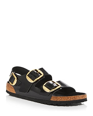 Birkenstock Unisex Milano Big Buckle Natural Leather Patent High Shine Black