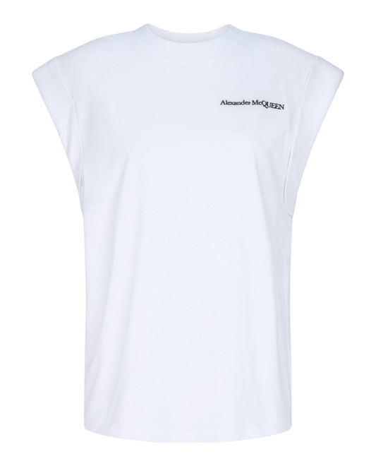 Alexander McQueen Logo Embroidered Cotton T-Shirt