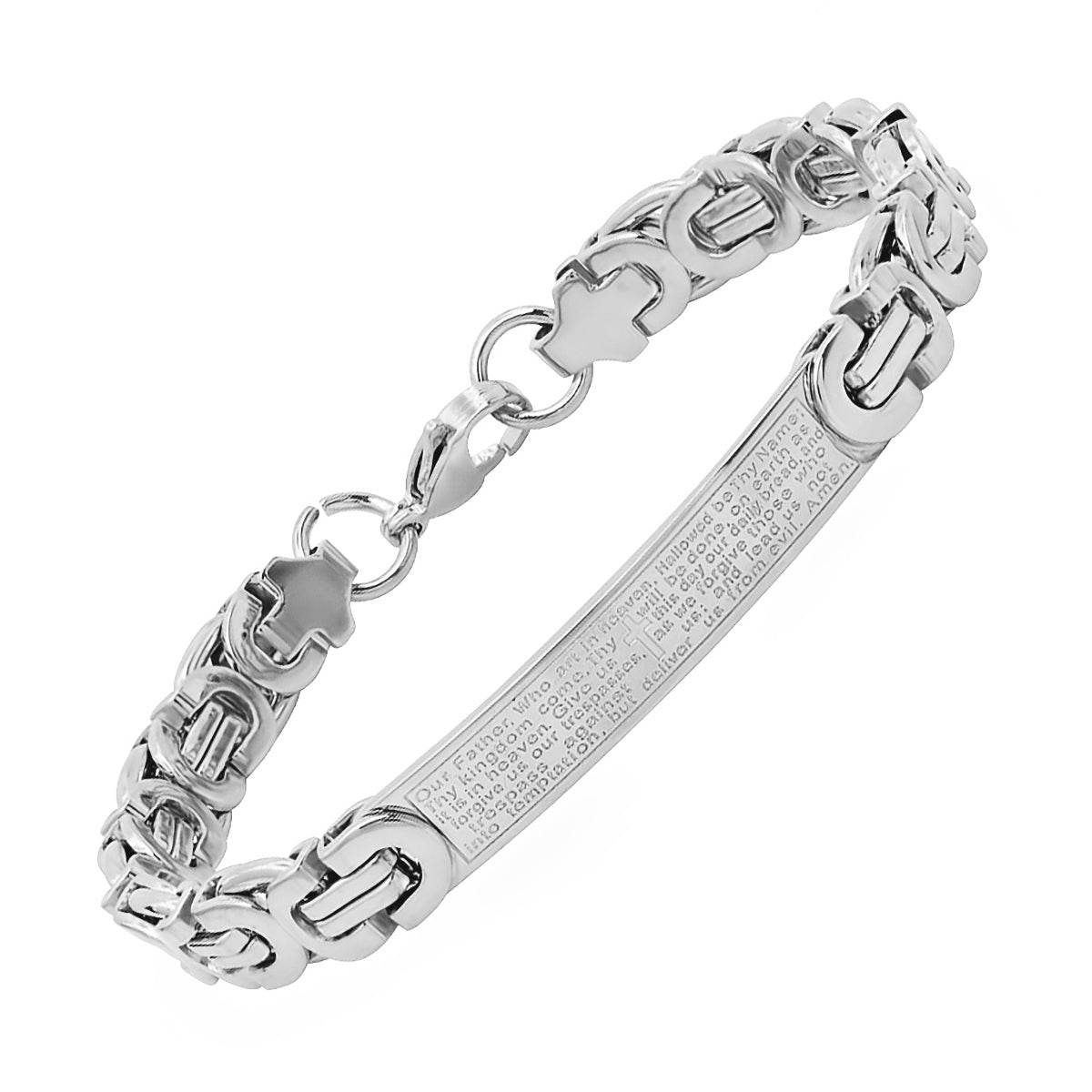 Byzantine Link Our Father English Prayer Id Bracelet