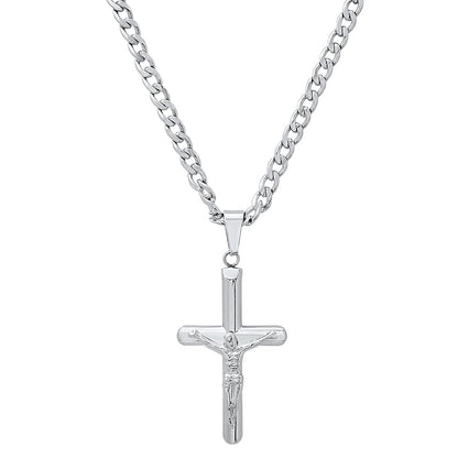 Stainless Steel Tube Crucifix Pendant
