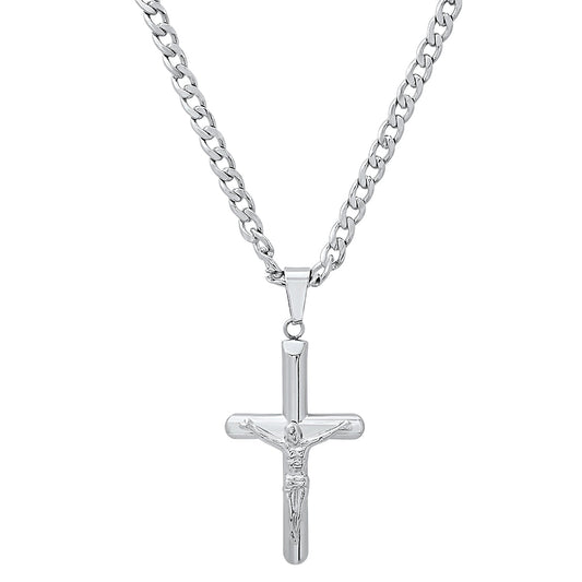 Stainless Steel Tube Crucifix Pendant
