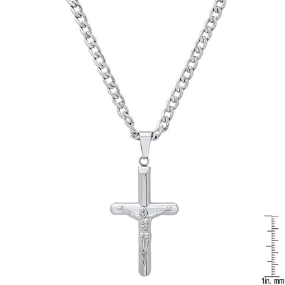 Stainless Steel Tube Crucifix Pendant
