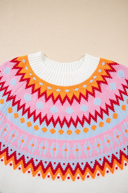 Threaded Pear Avery Print Drop Shoulder Sweater