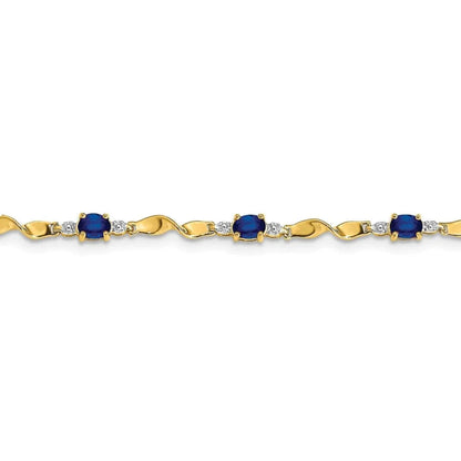 1.76 Ct Oval Blue Sapphire & Diamond Prong 14K Yellow Gold Twist Link Bracelet