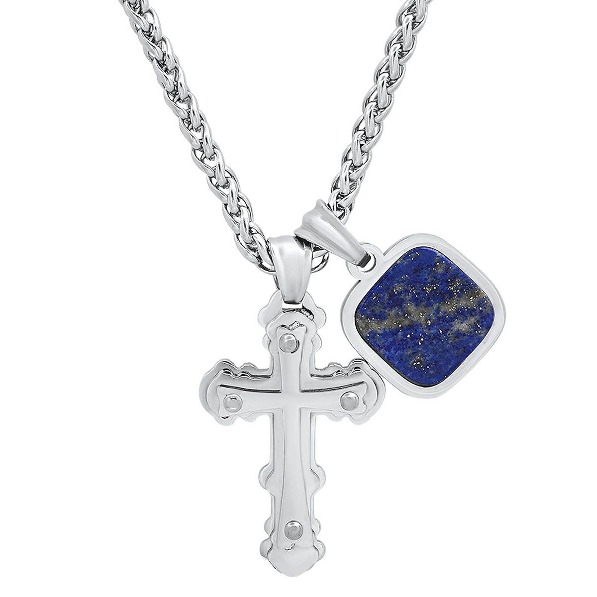 3D Scalloped Gothic Cross + Stone Accent