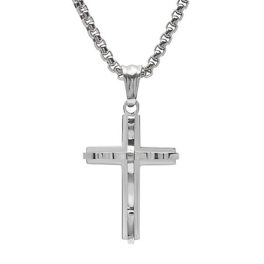 Stainless Steel Double Cross Pendant
