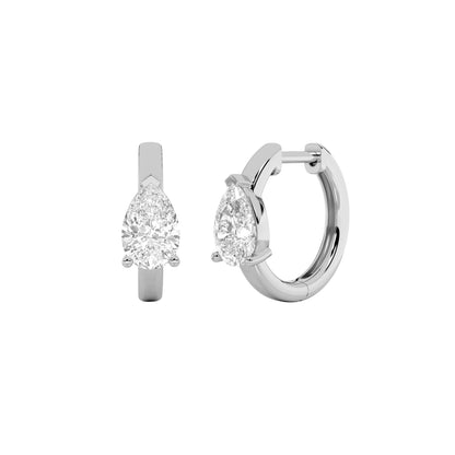 1.5Cttw Pear Shaped Lab Grown Diamond (F/VS) Solitaire Huggie Earrings in 14K Gold