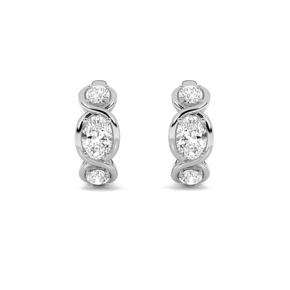 2.5Cttw Oval Shaped Lab Grown Diamond (F/VS) ThreeStone Huggie Earrings in 14K Gold