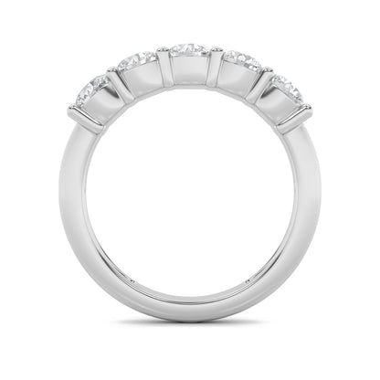 3Cttw Round Shaped Lab Grown Diamond (F/VS) Five Stone Band Ring in 14K White Gold