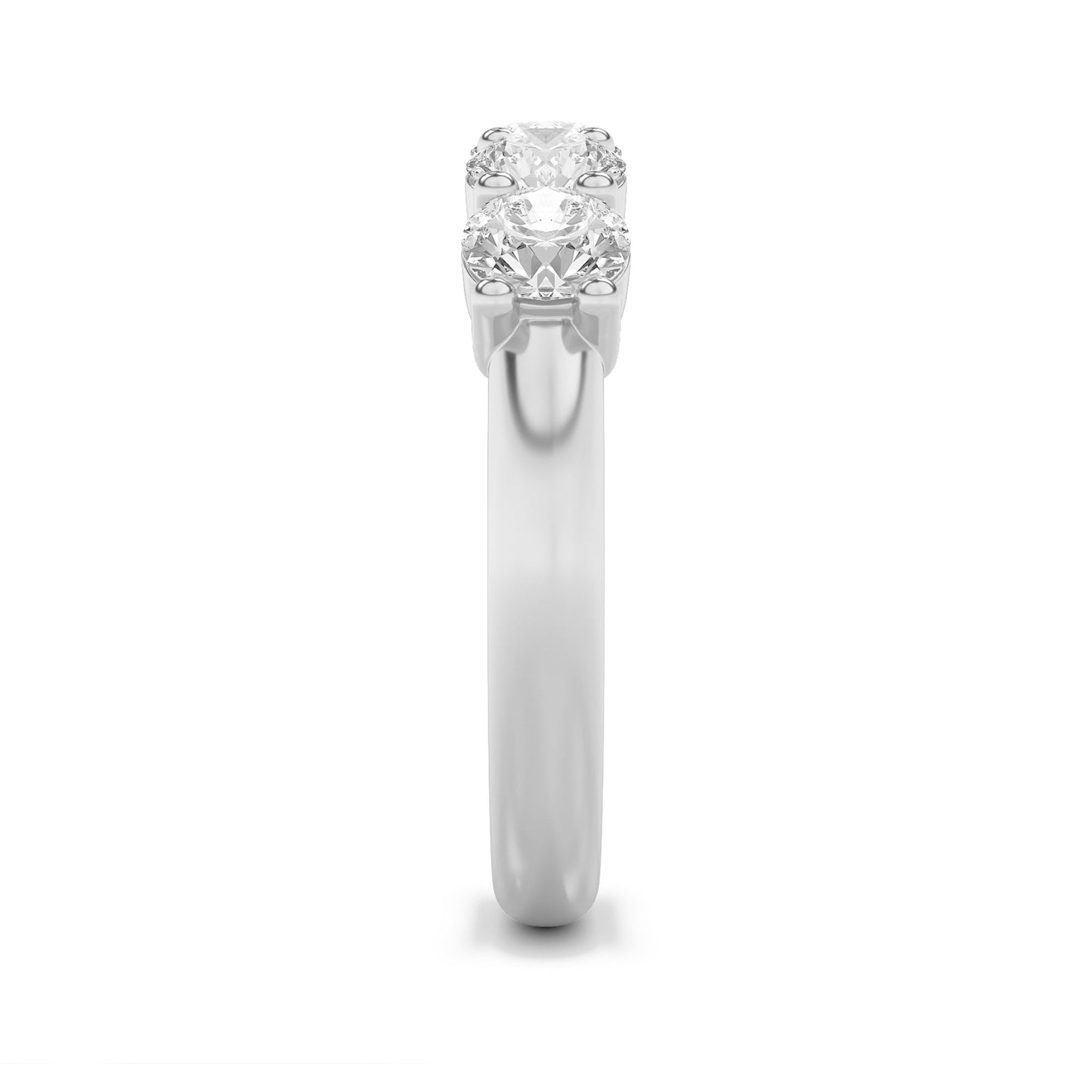 3Cttw Round Shaped Lab Grown Diamond (F/VS) Five Stone Band Ring in 14K White Gold