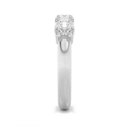 3Cttw Round Shaped Lab Grown Diamond (F/VS) Five Stone Band Ring in 14K White Gold