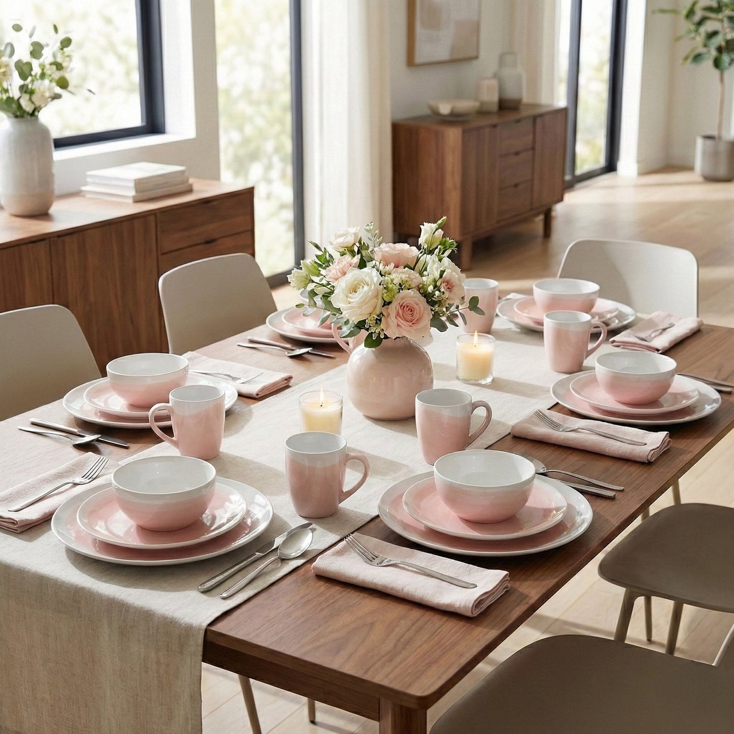 Jay Companies Oasis Pink 16-Piece Dinner Set