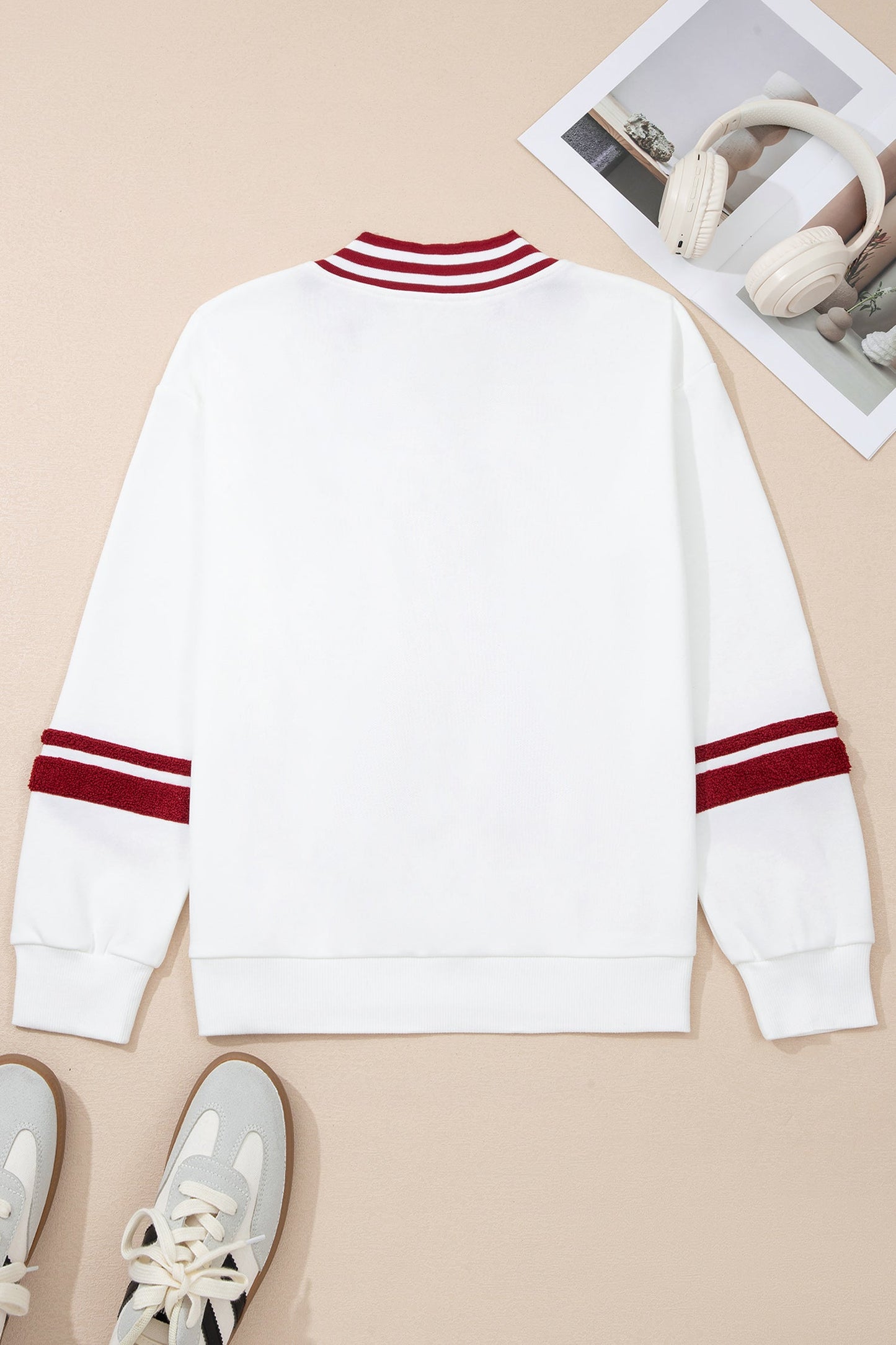 Threaded Pear Esme Striped Puff Sleeve Sweatshirt