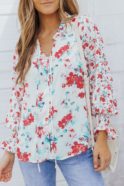 Threaded Pear Mckenna Cakewalk Floral Smocked Blouse