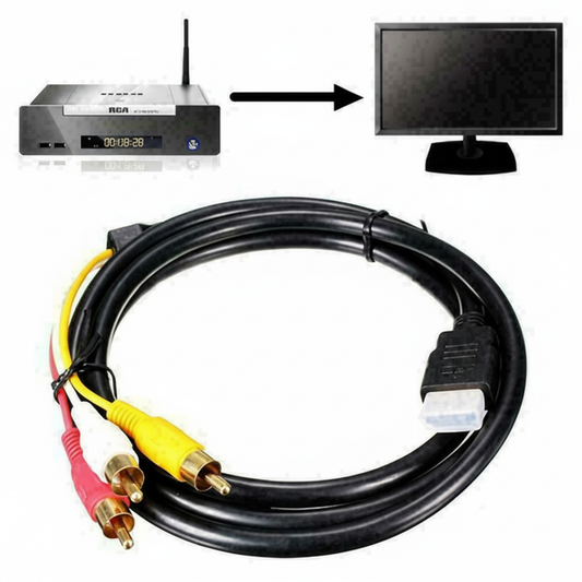 Prime Goods HDMI Male to 3 RCA Video Audio AV Component Converter Adapter Cable HDTV 1080 - Black
