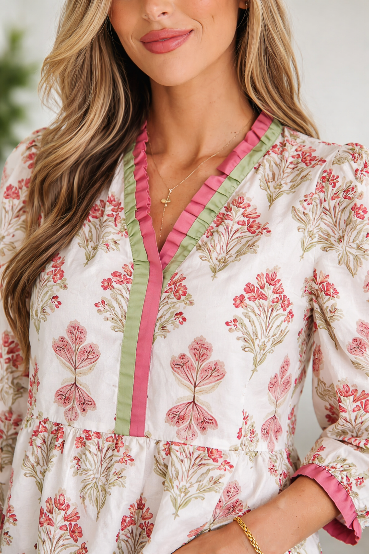 Threaded Pear Aylin Sleeve Peplum top Long Sleeve Top