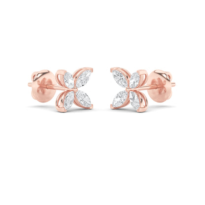 1.5Cttw Marquise Shaped Lab Grown Diamond (F/VS) Flower Earrings in 14K Gold