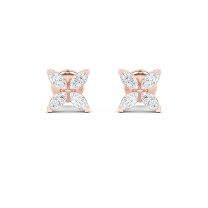 1.5Cttw Marquise Shaped Lab Grown Diamond (F/VS) Flower Earrings in 14K Gold