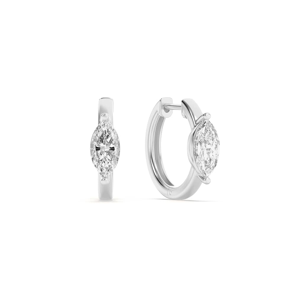 1.5Cttw Marquise Shaped Lab Grown Diamond (F/VS) Solitaire Huggie Earrings in 14K Gold