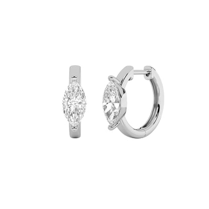 1.5Cttw Marquise Shaped Lab Grown Diamond (F/VS) Solitaire Huggie Earrings in 14K Gold