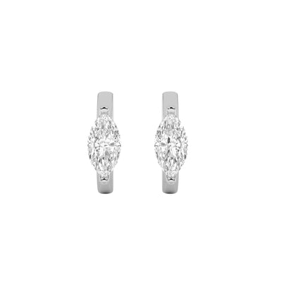 1.5Cttw Marquise Shaped Lab Grown Diamond (F/VS) Solitaire Huggie Earrings in 14K Gold