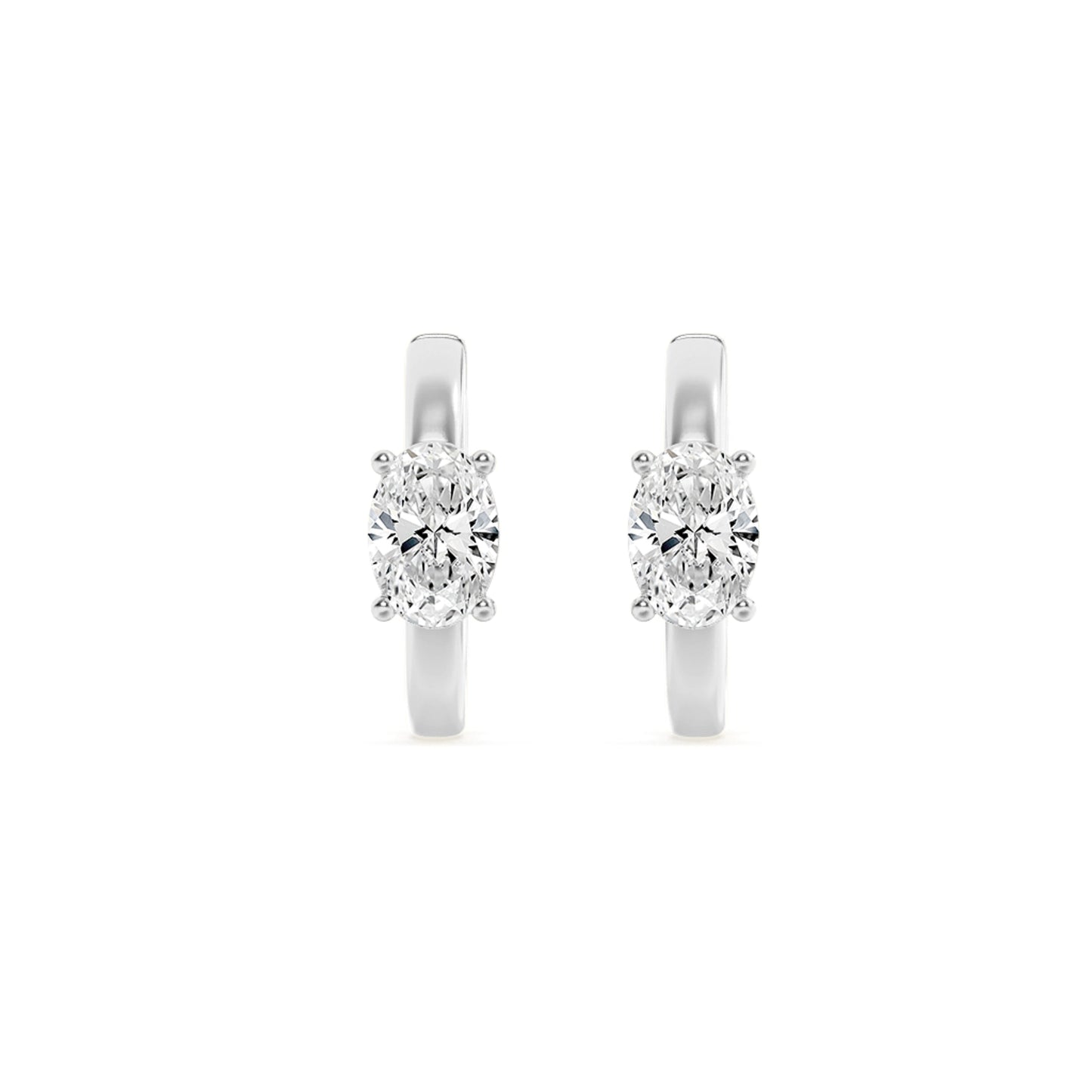 1.5Cttw Oval Shaped Lab Grown Diamond (F/VS) Solitaire Huggie Earrings in 14K Gold